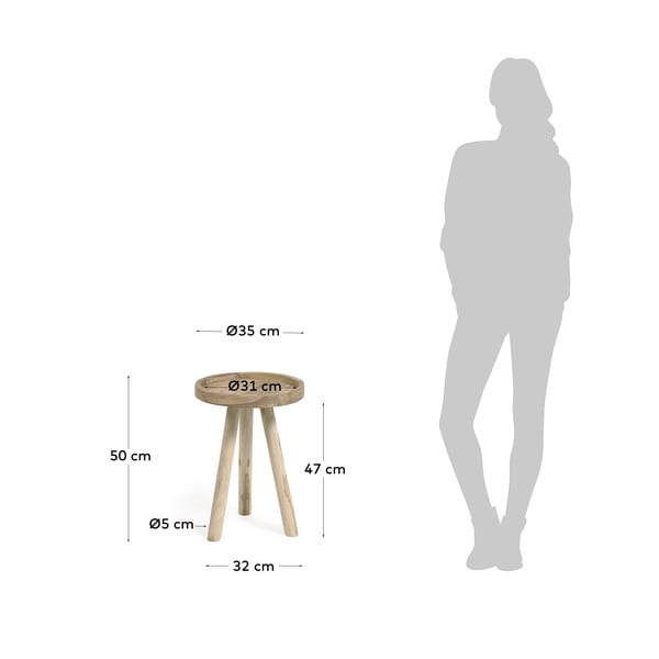 Okrúhly odkladací stolík z tíkového dreva ø 35 cm Glenda – Kave Home-image-4