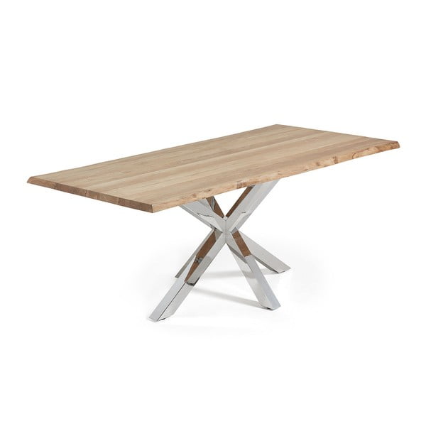 Jedálenský stôl s kovovou podnožou La Forma Arya Natural, dĺžka 220 cm