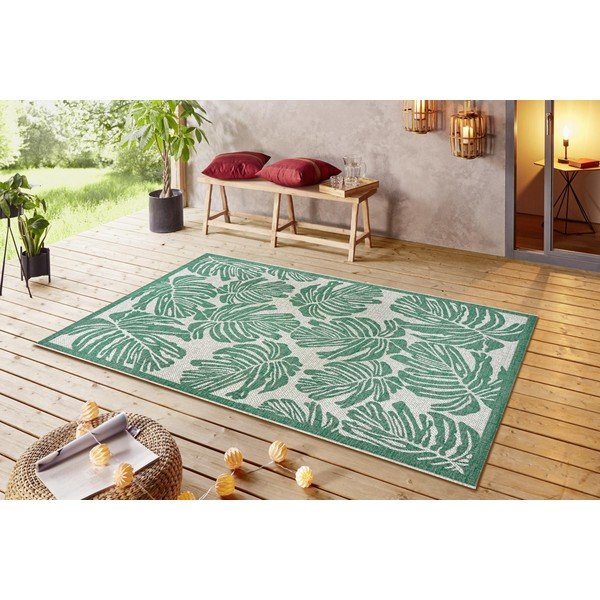 Zeleno-béžový vonkajší koberec NORTHRUGS Monstera, 140 x 200 cm-image-1