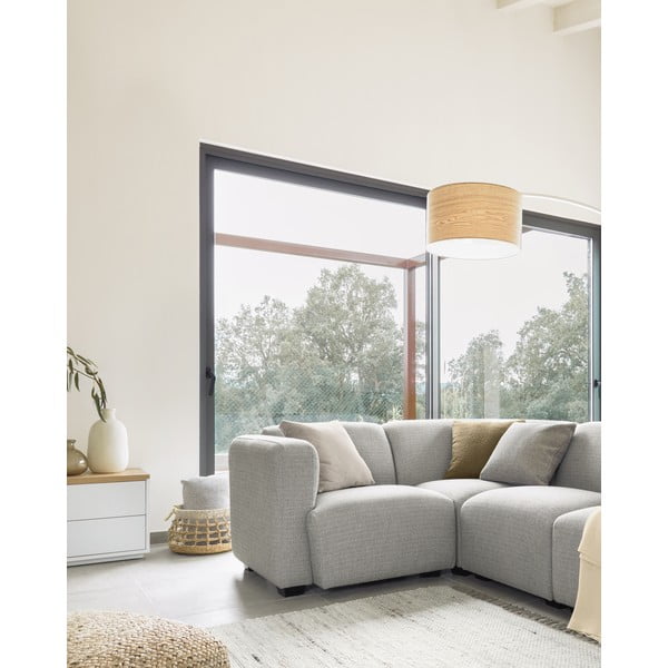 Biela/v prírodnej farbe stojacia lampa s dreveným tienidlom (výška  210 cm) Juhe Ash – Kave Home-image-3