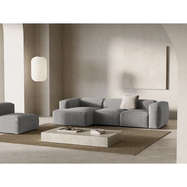 Svetlosivá menčestrová rohová pohovka (ľavý roh/s leňoškou) Bergamo – Cosmopolitan Design-image-1