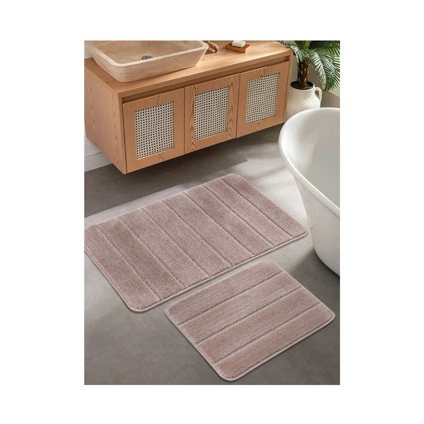 Hnedé kúpeľňové predložky v súprave 2 ks 50x80 cm Yeni Cizgli – Foutastic-image-1