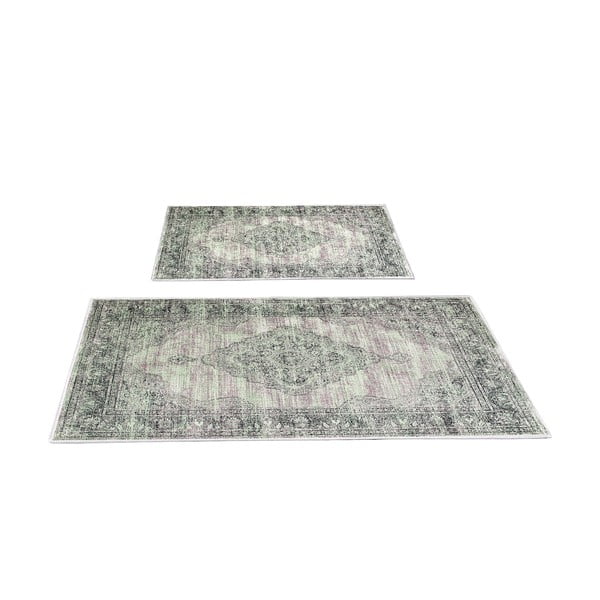 Zeleno-sivé kúpeľňové predložky v súprave 2 ks 60x100 cm – Foutastic