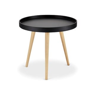 Čierny odkladací stolík s nohami z bukového dreva Furnhouse Opus, Ø 50 cm
