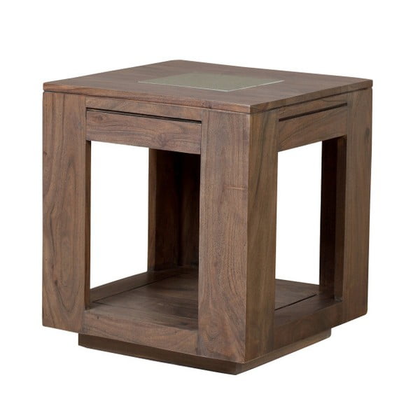 Príručný stolík z masívneho sivo moreného akáciového dreva Zara