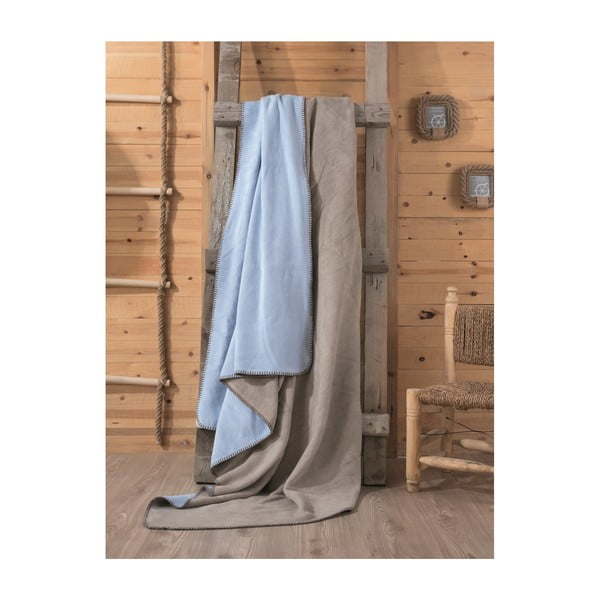 Hnedo-modrá deka Tobby, 200 × 220 cm