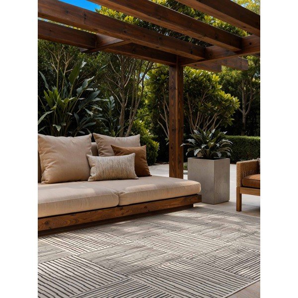 Čierny/krémovobiely vnútorný a vonkajší koberec 200x300 cm Haringey Nightingale – Ted Baker-image-1