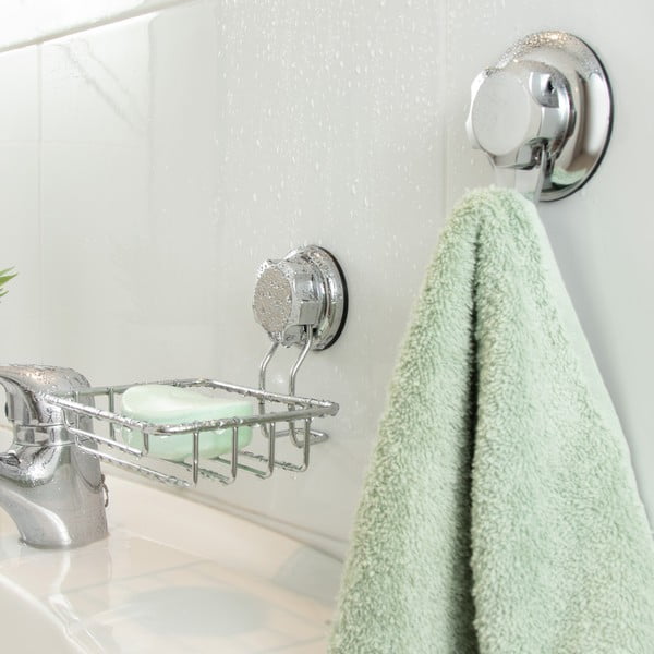 Samodržiaca oceľová nádobka na mydlo v striebornej farbe Bestlock Bath – Compactor-image-3