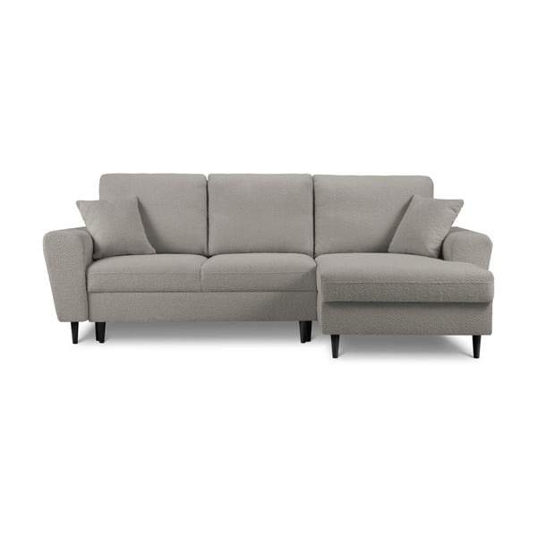 Svetlosivá rozkladacia/s úložným priestorom rohová pohovka z textílie buklé (pravý roh/s leňoškou) Kyoto – Cosmopolitan Design