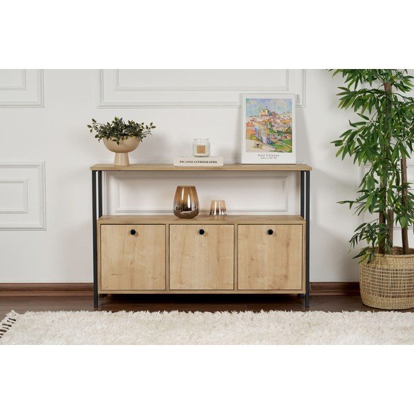 Konzolový stolík v dekore duba v svetlo prírodnej farbe 29,5x120 cm Solace – Kalune Design-image-4