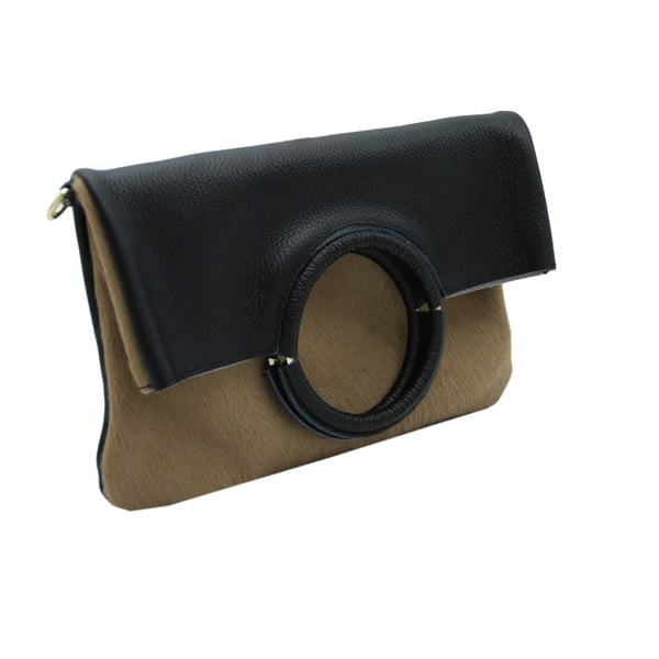 Čierno-béžová kabelka / listová kabelka z pravej kože Andrea Cardone Laruzzo