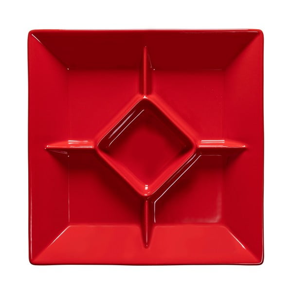 Červený kameninový tanier na pochutiny Casafina Cook & Host, 33 x 33 cm