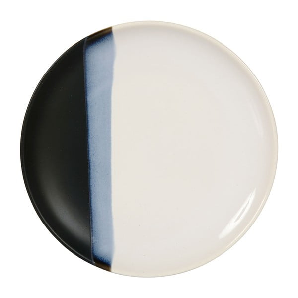 Keramický čierno-biely dezertný tanierik Sema Ekume, 21 cm