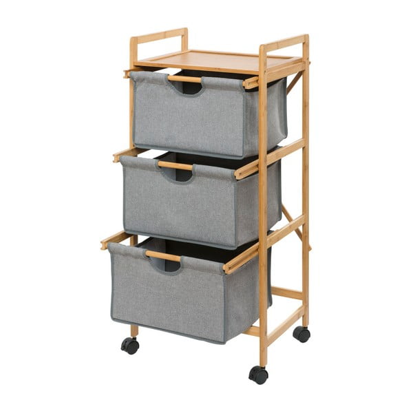 Sivo-hnedý bambusový kúpeľňový regál 44x96 cm Bahari - Wenko-image-2