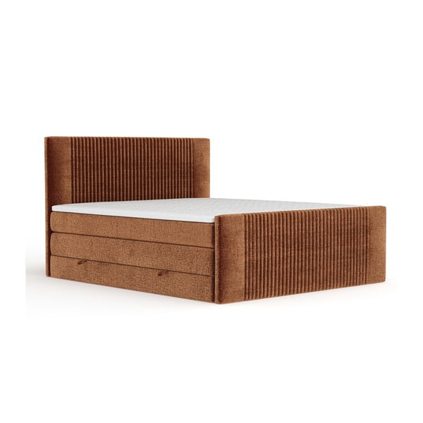 Oranžová boxspring posteľ s úložným priestorom 160x200 cm Bergamo – Maison de Rêve