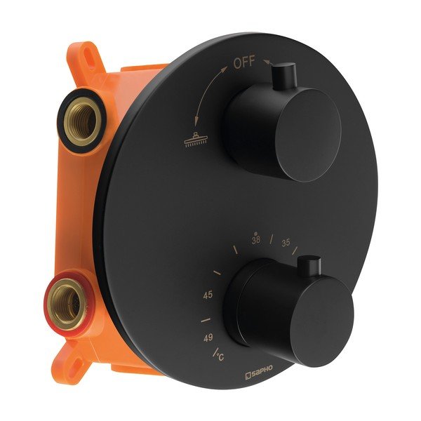 Matne čierna podomietková sprchová batéria (2 výstupy) – Sapho