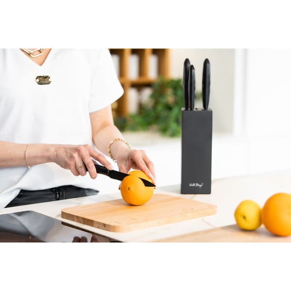 Súprava 5 nožov v čiernom držiaku Vialli Design Caro-image-2