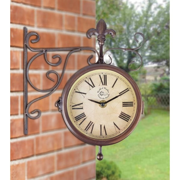 Nástenné hodiny s teplomerom Esschert Design Rustic-image-1