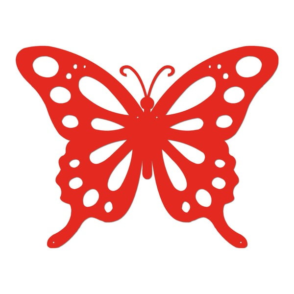 Červená kovová nástenná dekorácia Butterfly