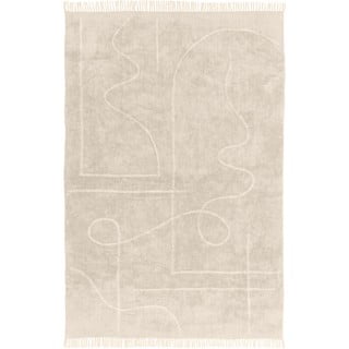 Béžový ručne tkaný bavlnený koberec Westwing Collection Lines, 200 x 300 cm