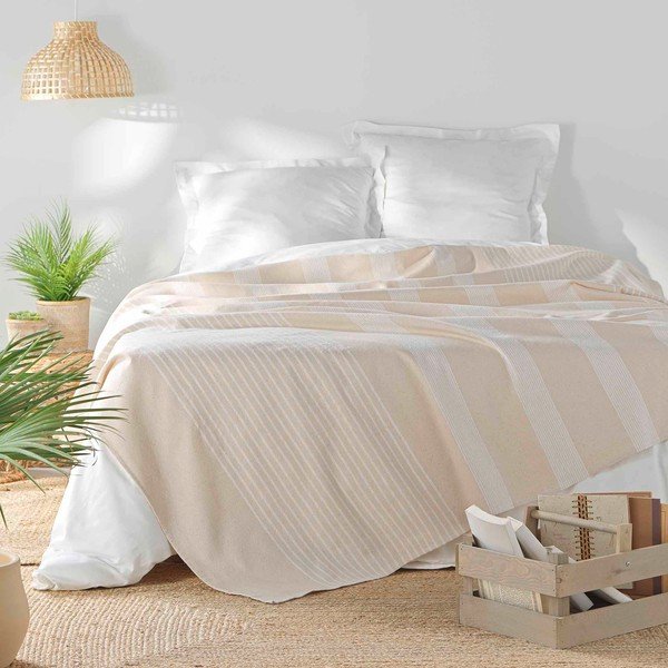 Béžový pléd 220x240 cm Adele – douceur d'intérieur-image-1