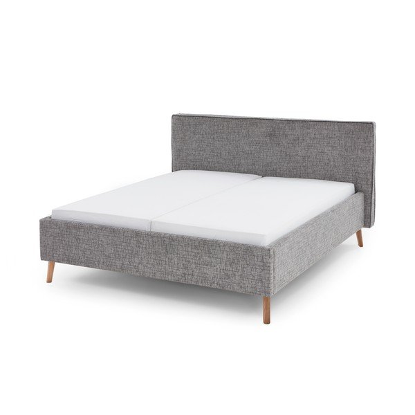 Sivá čalúnená dvojlôžková posteľ s úložným priestorom s roštom 180x200 cm Riva – Meise Möbel