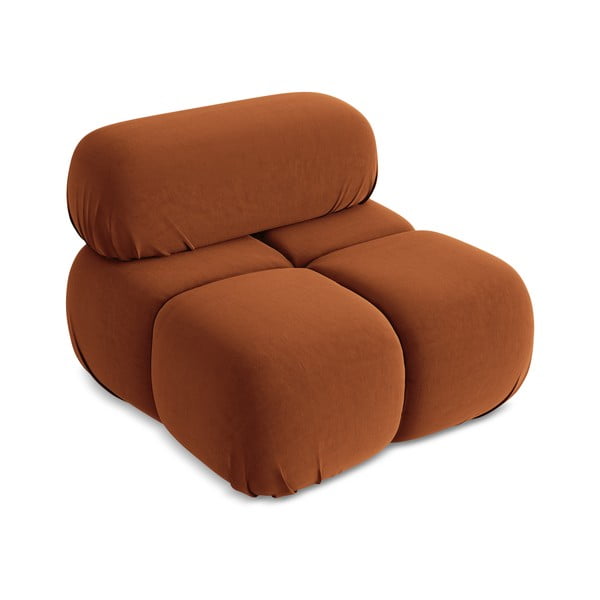 Oranžový zamatový modul pohovky (stredový diel) Lokua – Makamii-image-2