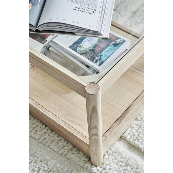 Konferenčný stolík so sklenenou doskou v prírodnej farbe 60x120 cm Class – Ellos Home-image-2