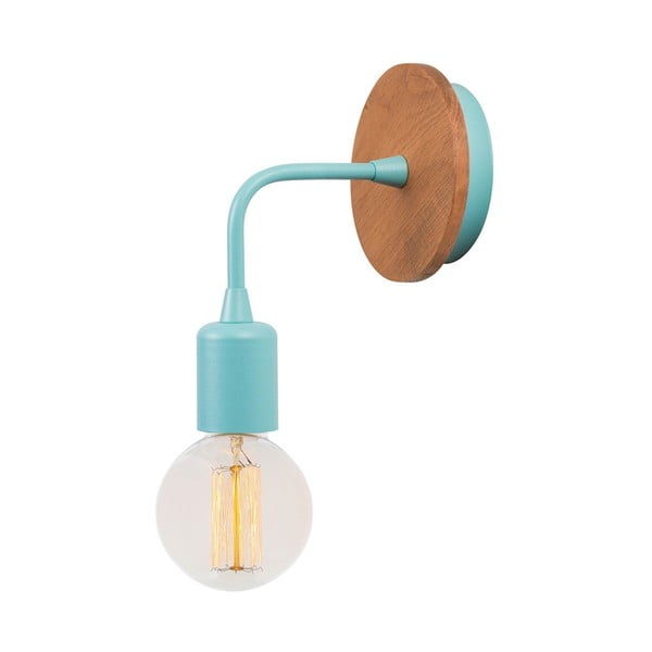 Bledomodrá nástenná lampa Simple Drop Wood