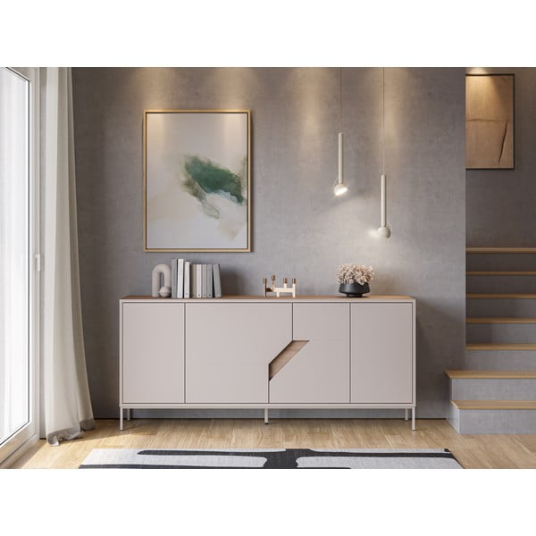 Komoda v dekore duba v krémovo-prírodnej farbe 180x80x40 cm Lilou – Marckeric-image-1