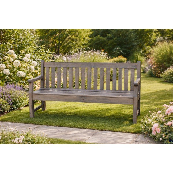 Sivá drevená záhradná lavica London - Rojaplast-image-1