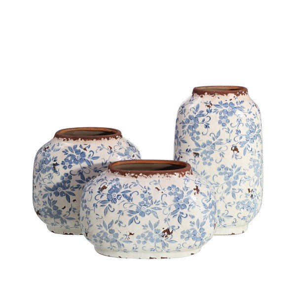 Modro-biela keramický váza Flowers-image-2