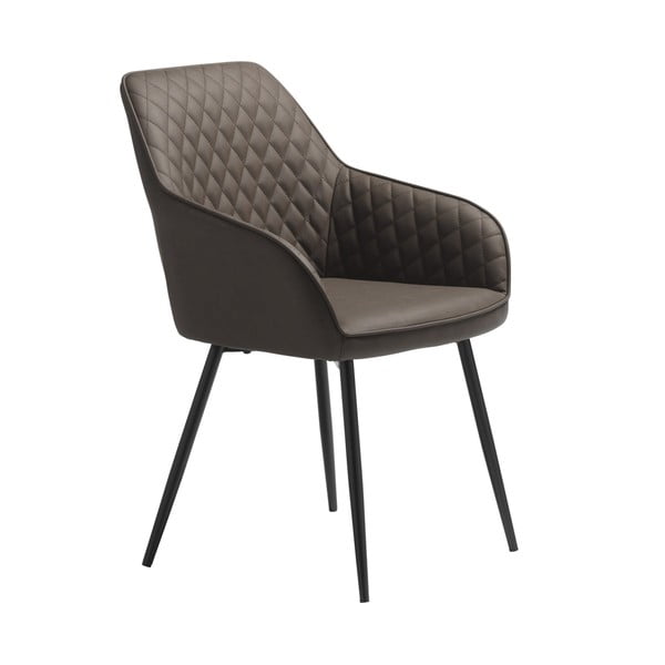 Hnedé čalúnené jedálenské kreslo s podrúčkami Milton – Unique Furniture