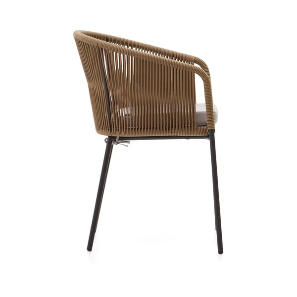 Béžová kovová/polstrovaná záhradná stolička Yanet – Kave Home-image-4