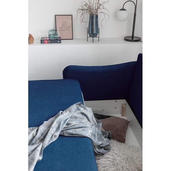 Námorníckymodrá zamatová rozkladacia pohovka Miuform Tender Eddie-image-1