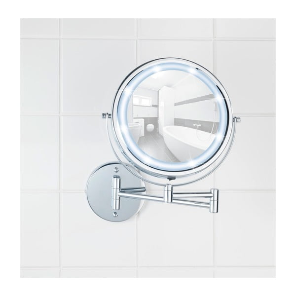 Kozmetické zrkadlo s osvetlením/zväčšovacie (5x) ø 17,5 cm Power-Loc Lumi – Wenko-image-4