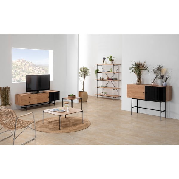 Knižnica v dekore dubového dreva s čiernymi detailmi Marckeric Amina-image-3