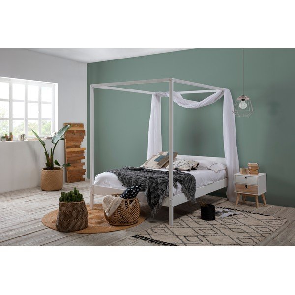 Biela dvojlôžková posteľ s roštom 140x190 cm Dossel – Marckeric-image-1