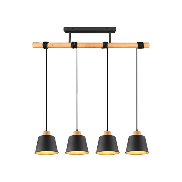 Závesné svietidlo v čierno-prírodnej farbe s kovovým tienidlom ø 18 cm Harris – Trio