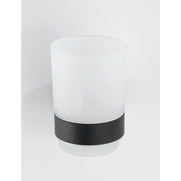 Matne čierny nástenný sklenený téglik na zubné kefky Bosio – Wenko-image-1