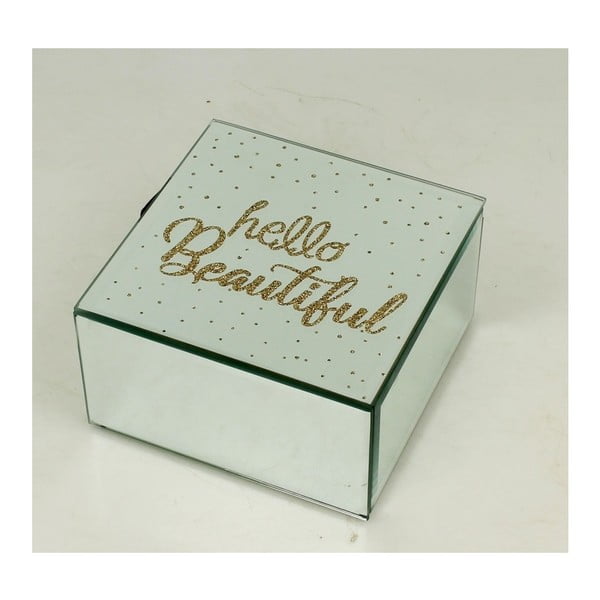 Úložná škatuľka na šperky zo skla a kovu Duo Gift Hello, 12 × 12 cm