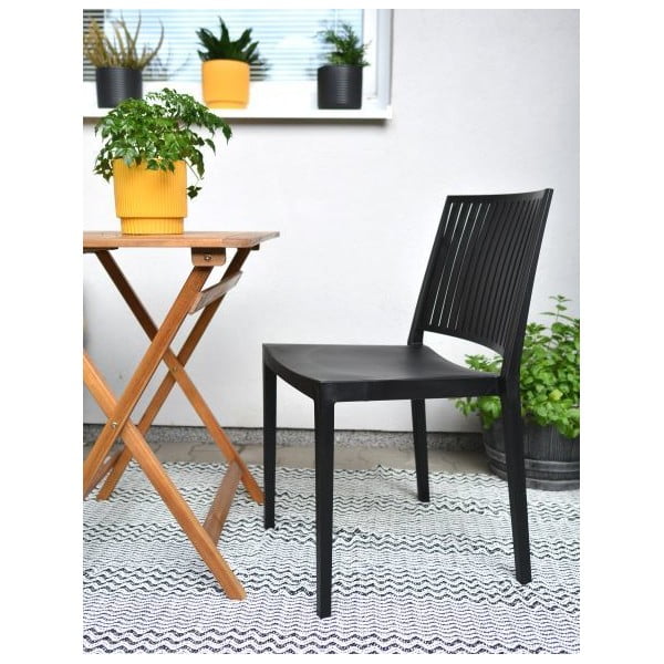 Čierna plastová záhradná stolička Bars - Rojaplast-image-1