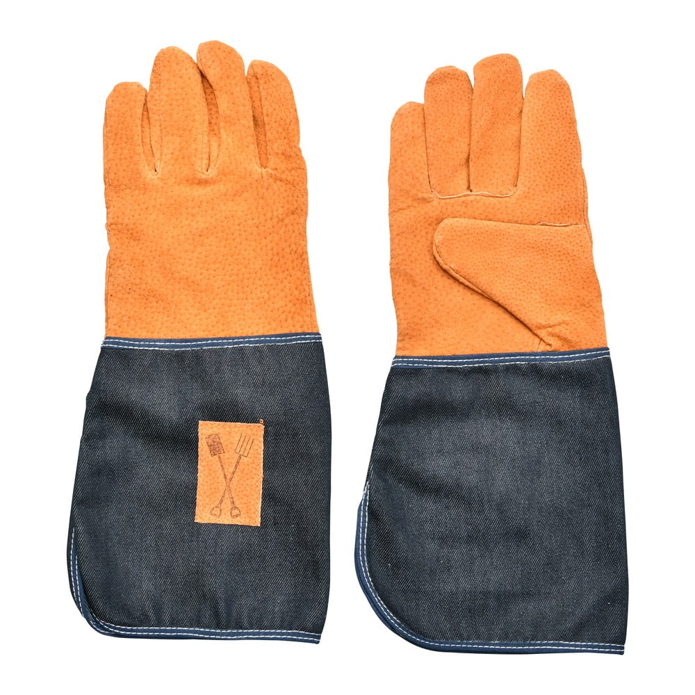 Modro-oranžové záhradnícke rukavice s ochranou zápästia Esschert Design Denim