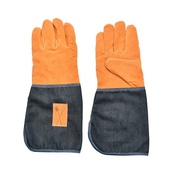 Modro-oranžové záhradnícke rukavice s ochranou zápästia Esschert Design Denim