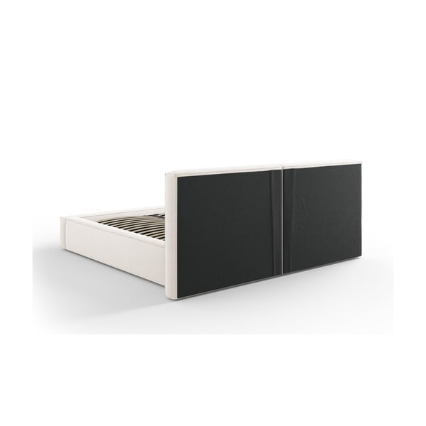 Béžová čalúnená dvojlôžková posteľ s úložným priestorom a roštom 200x200 cm Arendal – Cosmopolitan Design-image-4