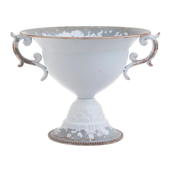 Biela kovová váza InArt Antique, 30 × 23 cm