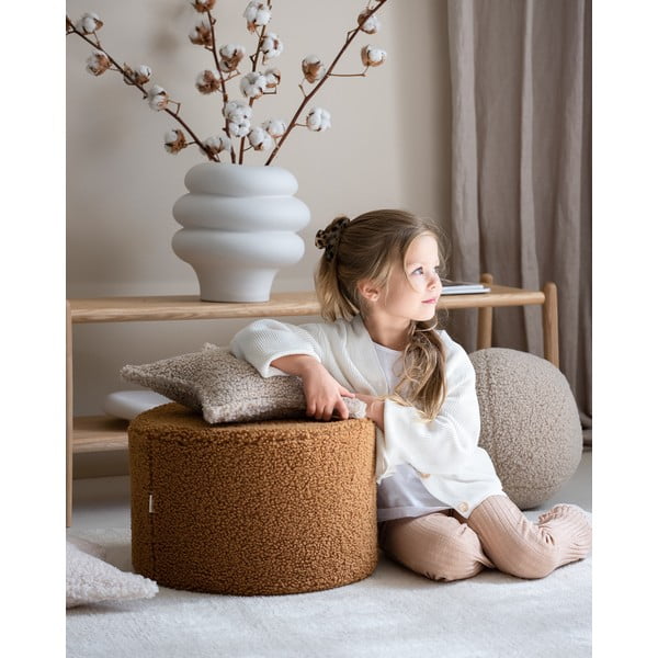 Hnedý detský puf z textílie buklé – Wigiwama-image-1