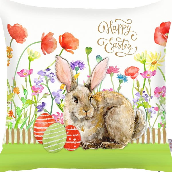 Obliečka na vankúš Apolena Easter Eggs With Rabbit, 43 x 43 cm