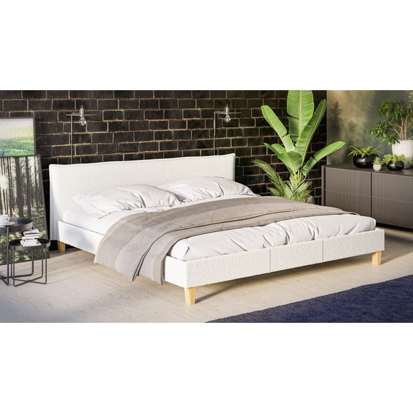 Krémová čalúnená dvojlôžková posteľ s roštom 200x200 cm Tina - Ropez-image-2