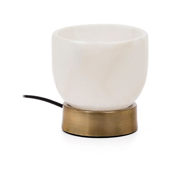 Krémová/v mosadznej farbe stolová lampa (výška 17 cm) Shenli – Kave Home-image-4